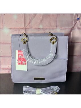 Trina Turk Lavender Structured Tote Bag with Gold Hardware-Vegan Leather